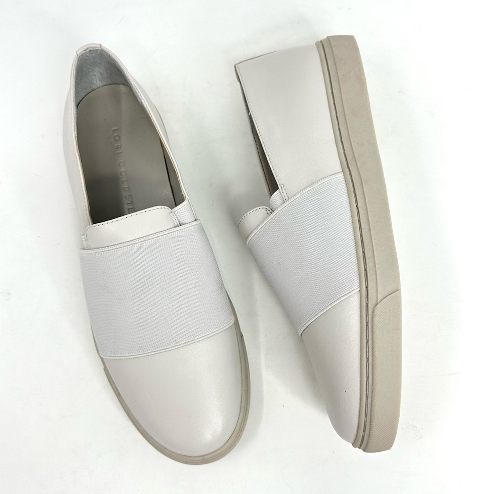 Lori Goldstein Women's Ash Grey Leather Sneakers Casual Slip On